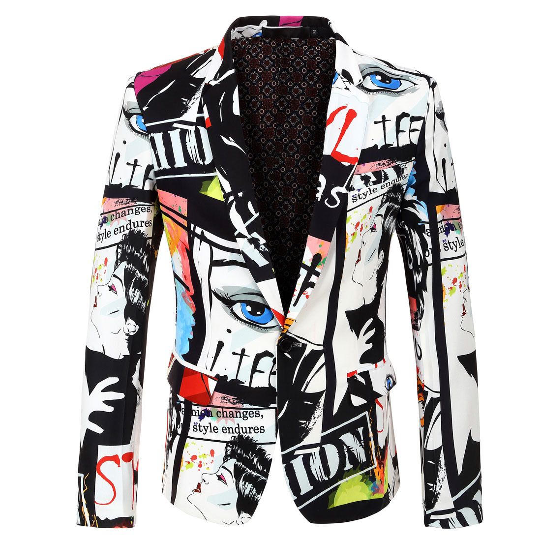 Jaqueta para homens festa azul animal impressão casacos masculinos de alta qualidade ternos e blazers moda 2024 roupas da moda nova