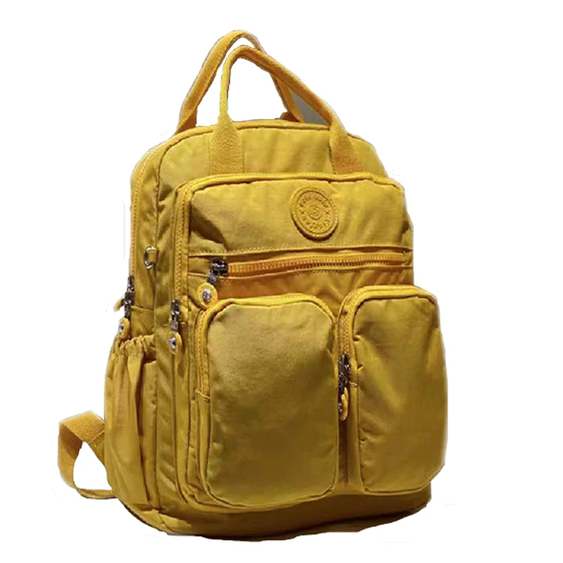 แฟชั่นผู้หญิงกระเป๋าเป้สะพายหลังไนลอนกันน้ํา Soft Handle Solid Multi-pocket Travel Zipper Feminina กระเป๋าแล็ปท็อปกระเป๋าเป้สะพายหลัง