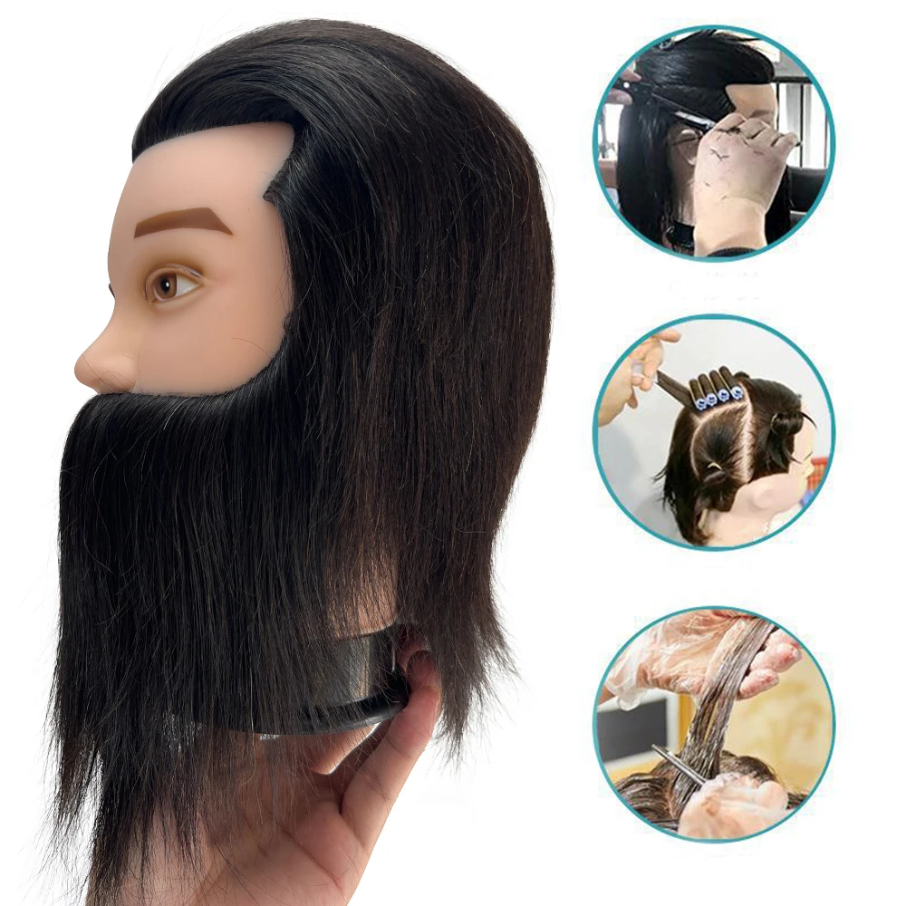 Simnient Nam Đầu Manocanh Với 100% Thực Sự Tóc Của Con Người Để Thực Hành Máy Làm Tóc Đào Tạo Thẩm Mỹ Đầu Búp Bê Cho Tóc Tạo Kiểu Tóc