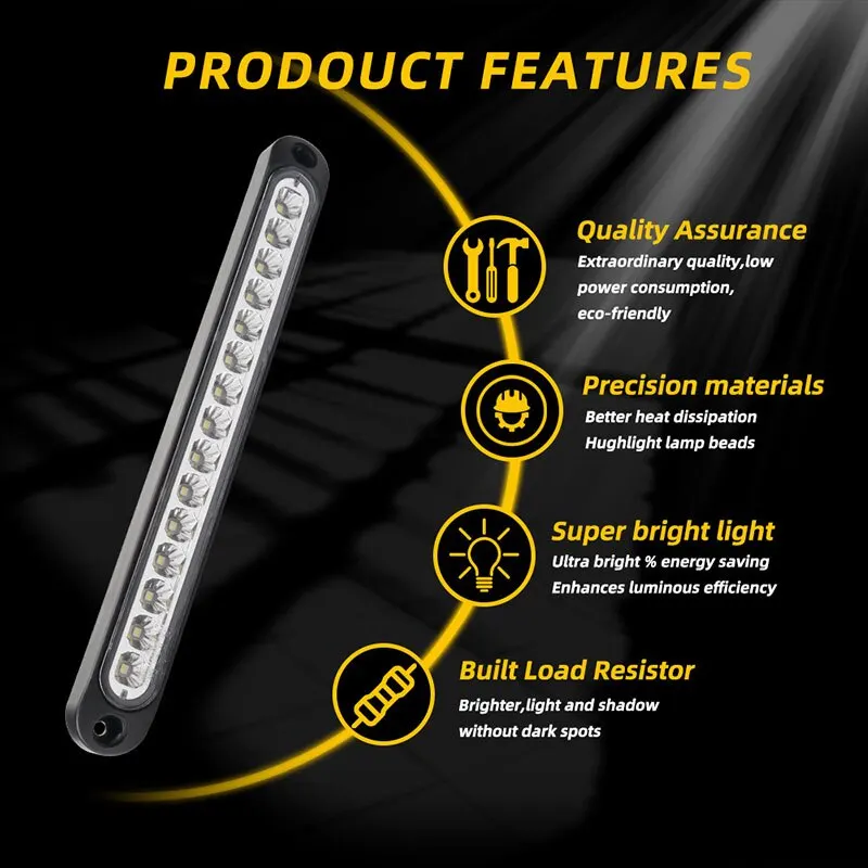 1 PC รถ Light Bar 15LED หลอดไฟสําหรับรถบรรทุกรถ SUV RV ไฟเบรคสัญญาณด้านข้างไฟเลี้ยวคําเตือนด้านหลัง 12 V 24 V