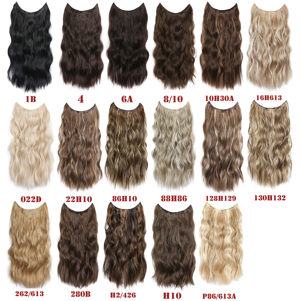 สังเคราะห์ประดิษฐ์วิกผมหยักยาวสีบลอนด์ผสมสีน้ําตาลปลอมผมชิ้นสําหรับผู้หญิง 2 คลิป NATURAL Hair EXTENSION 17 สี