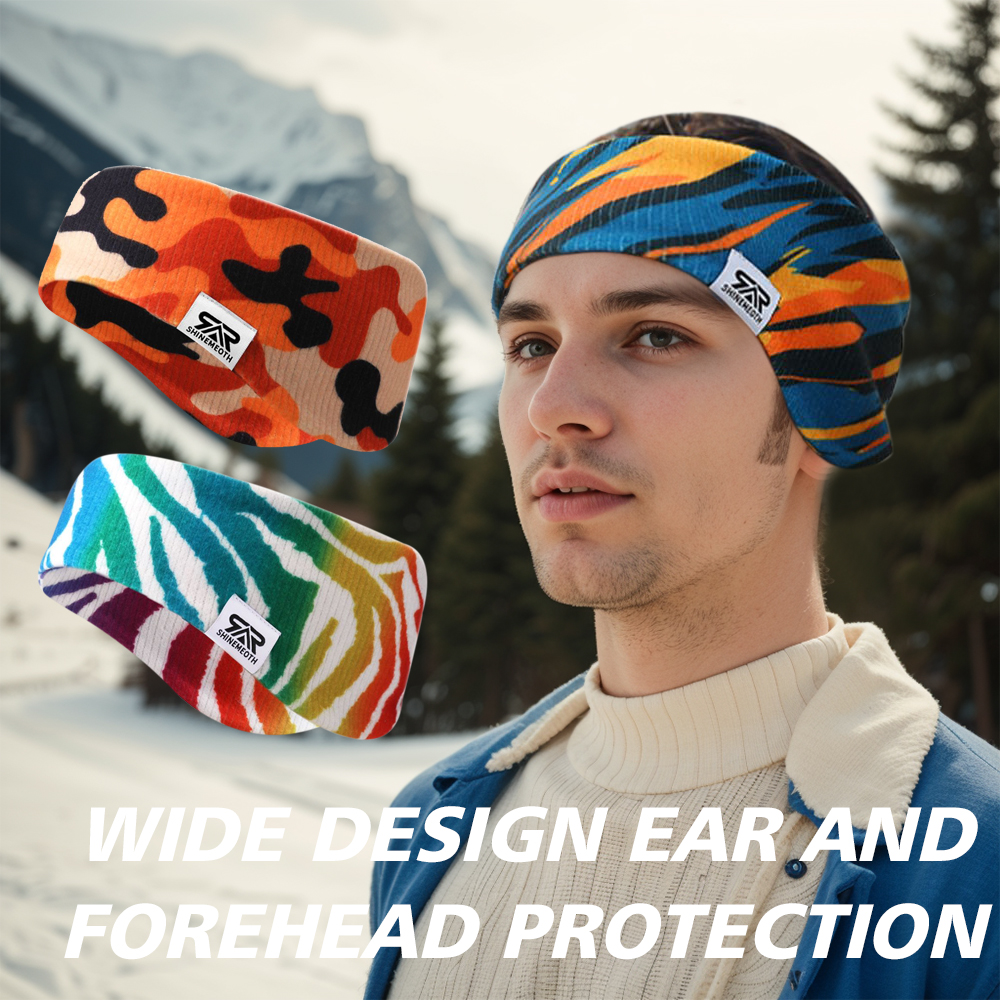 Orejeras deportivas estampadas para hombre, calentadores de oídos cálidos y elásticos, orejeras de Fitness de lana
