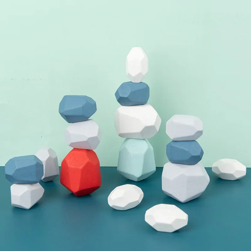 ไม้เรียงลําดับซ้อนหินหิน Sensory เด็กวัยหัดเดินของเล่นการเรียนรู้ของเล่น Montessori Building Blocks เกมสําหรับเด็กของขวัญวันเกิด