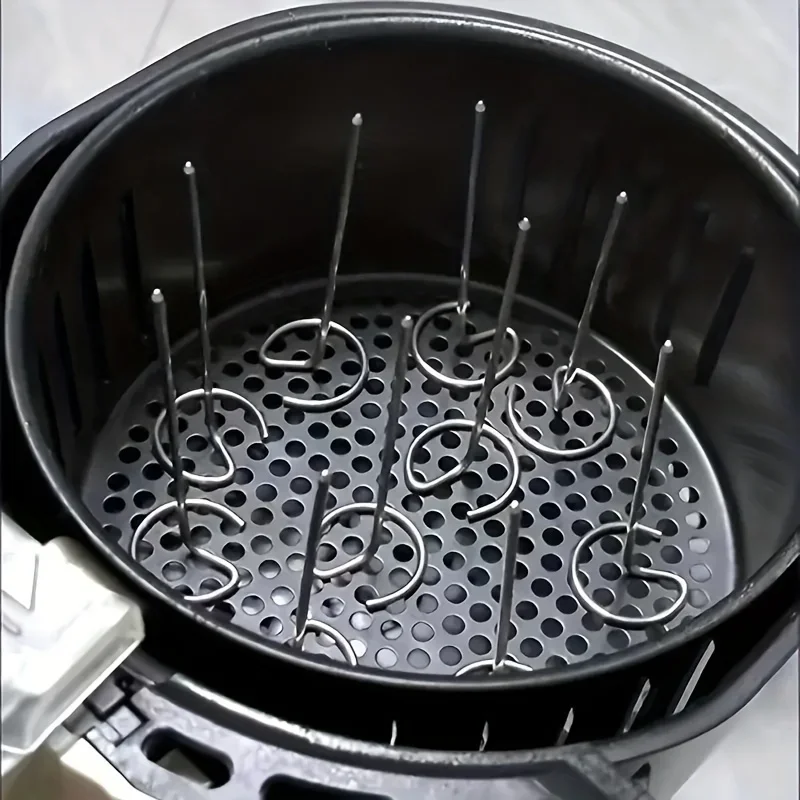 10 Stück Luftfritteuse-Ofen, vertikaler Grill, Spießgrill, universelles Zubehör, spezielle Backnadel aus Edelstahl 304 in Lebensmittelqualität