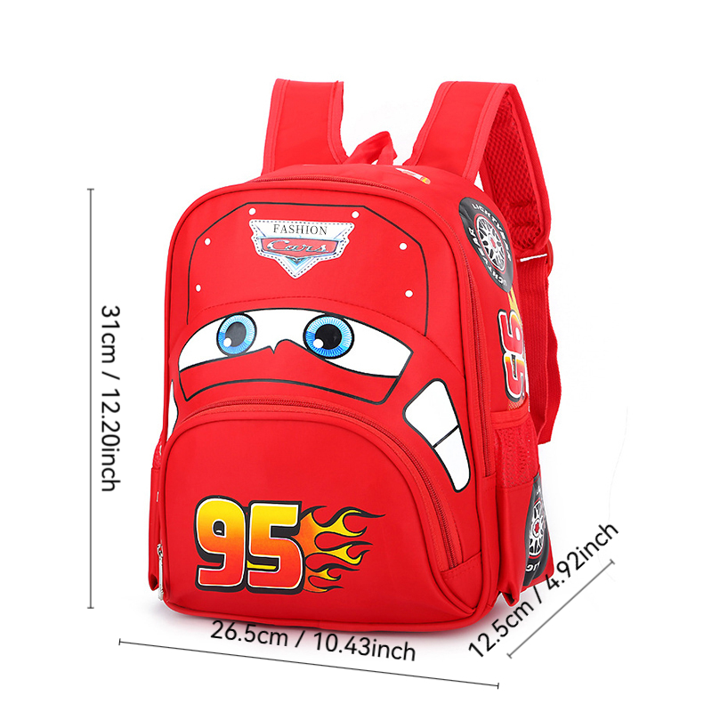 Mochila ligera a prueba de salpicaduras con estampado en forma de coche Lightning McQueen para niños y niños.