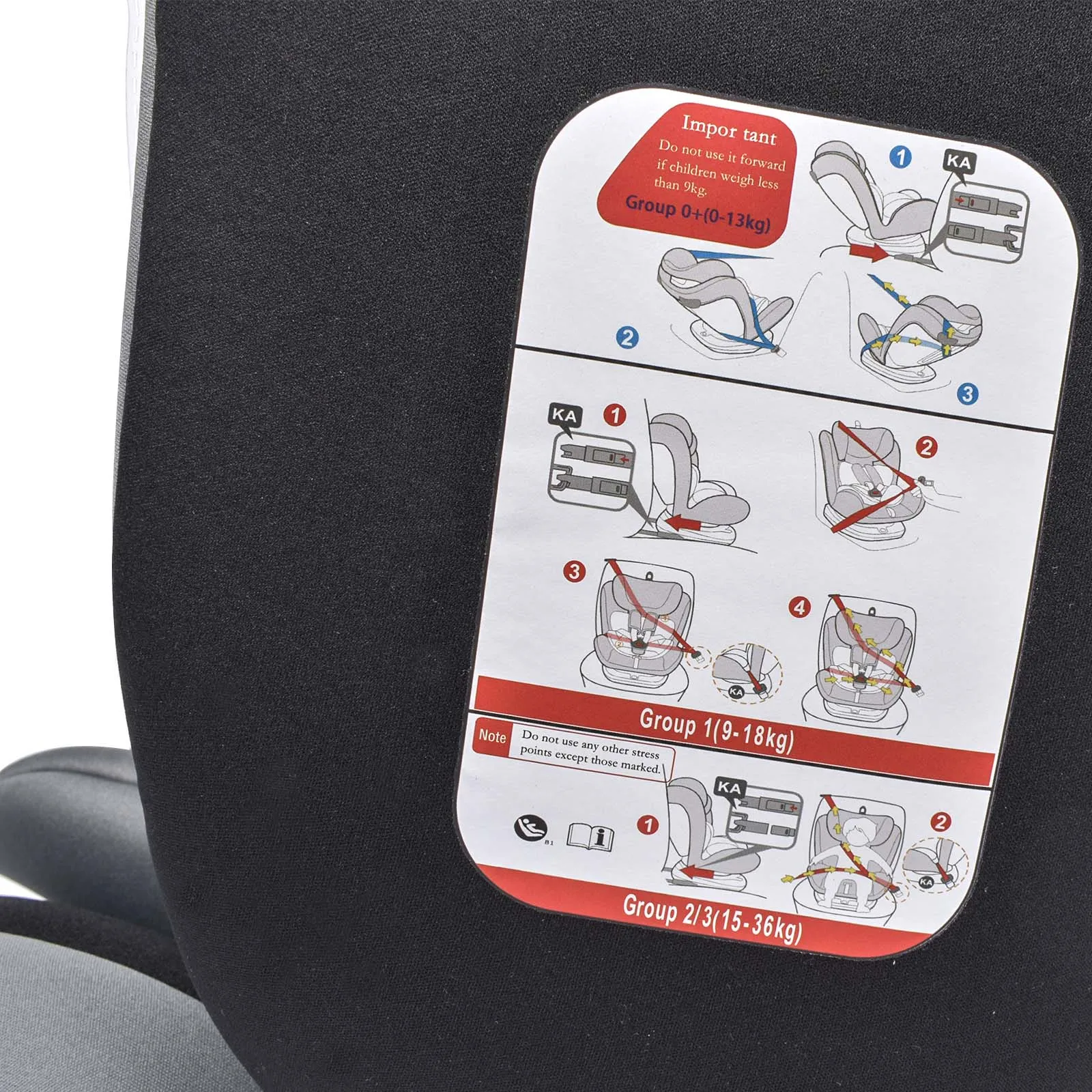AP03 Siège auto enfant 360 °   Ceinture rotative 5 points 9-36kg 0 -12 ans ECE ISOFIX Siège de sécurité enfant KL005