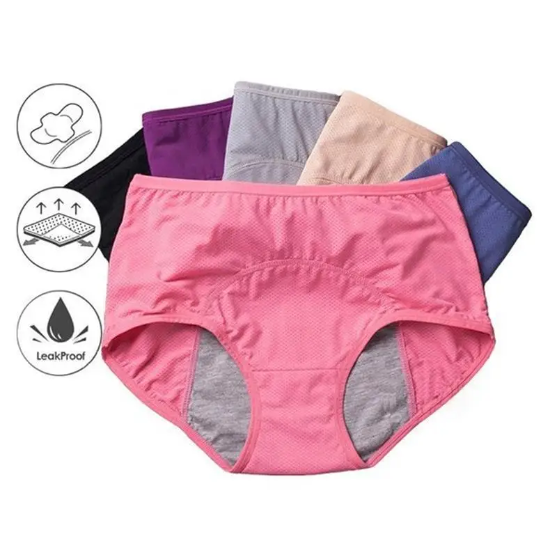 Ropa interior menstrual para mujer, bragas de algodón Modal, bragas alargadas sin costuras, ropa interior fisiológica a prueba de fugas para mujer