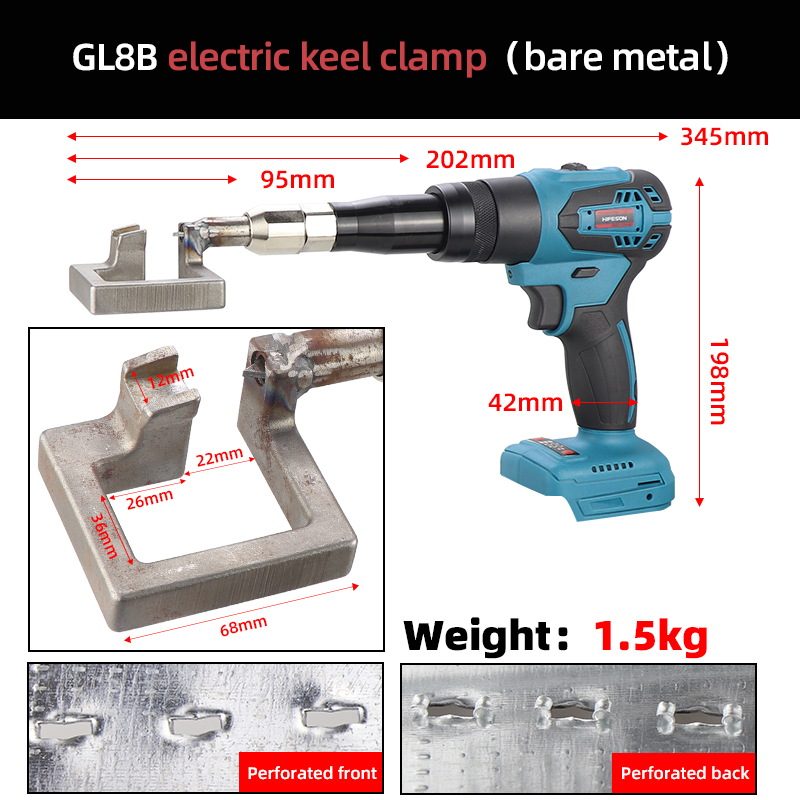 HIFESON ไฟฟ้า Keel คีมไม่มีเล็บ Riveter ไม่มีแบตเตอรี่อลูมิเนียม CRIMPING เครื่องมือไม่มี Rivets สําหรับ 21V 26V แบตเตอรี่ Makita