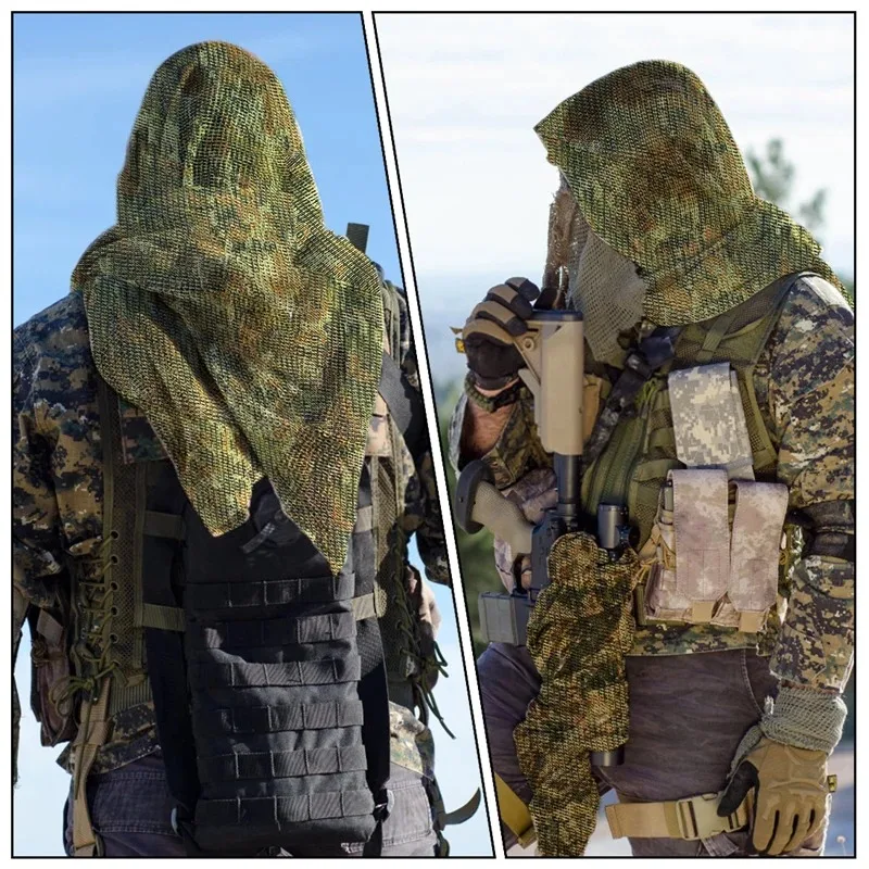 Red de camuflaje, malla táctica, bufanda de camuflaje, deportes, caza, tiro, fotografía salvaje, francotirador, malla de camuflaje, bufandas para senderismo