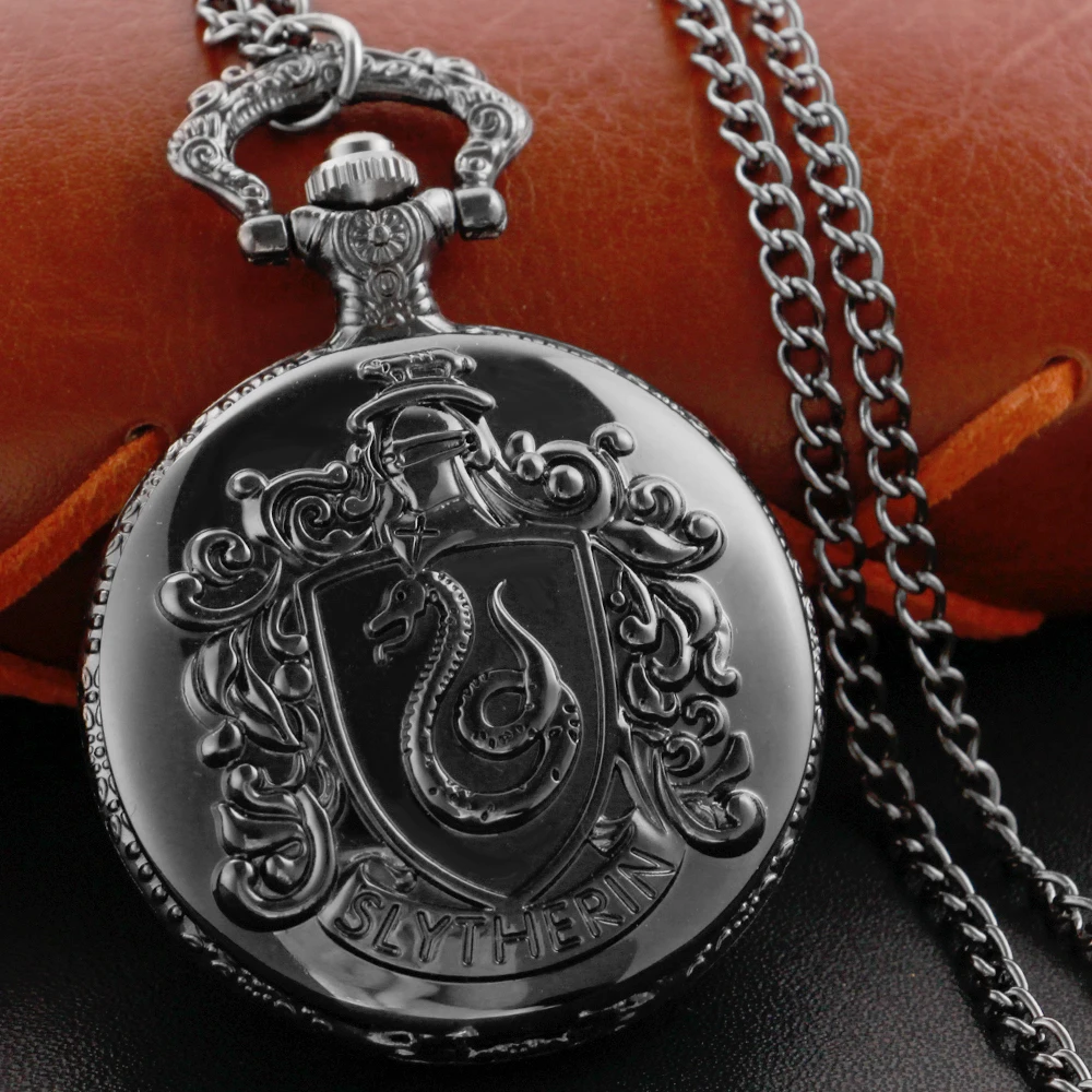 Collar de reloj de bolsillo con insignia de serpiente de Black Academy, reloj de cadena con colgante Steampunk Vintage, regalo de moda para mujer Xh3020