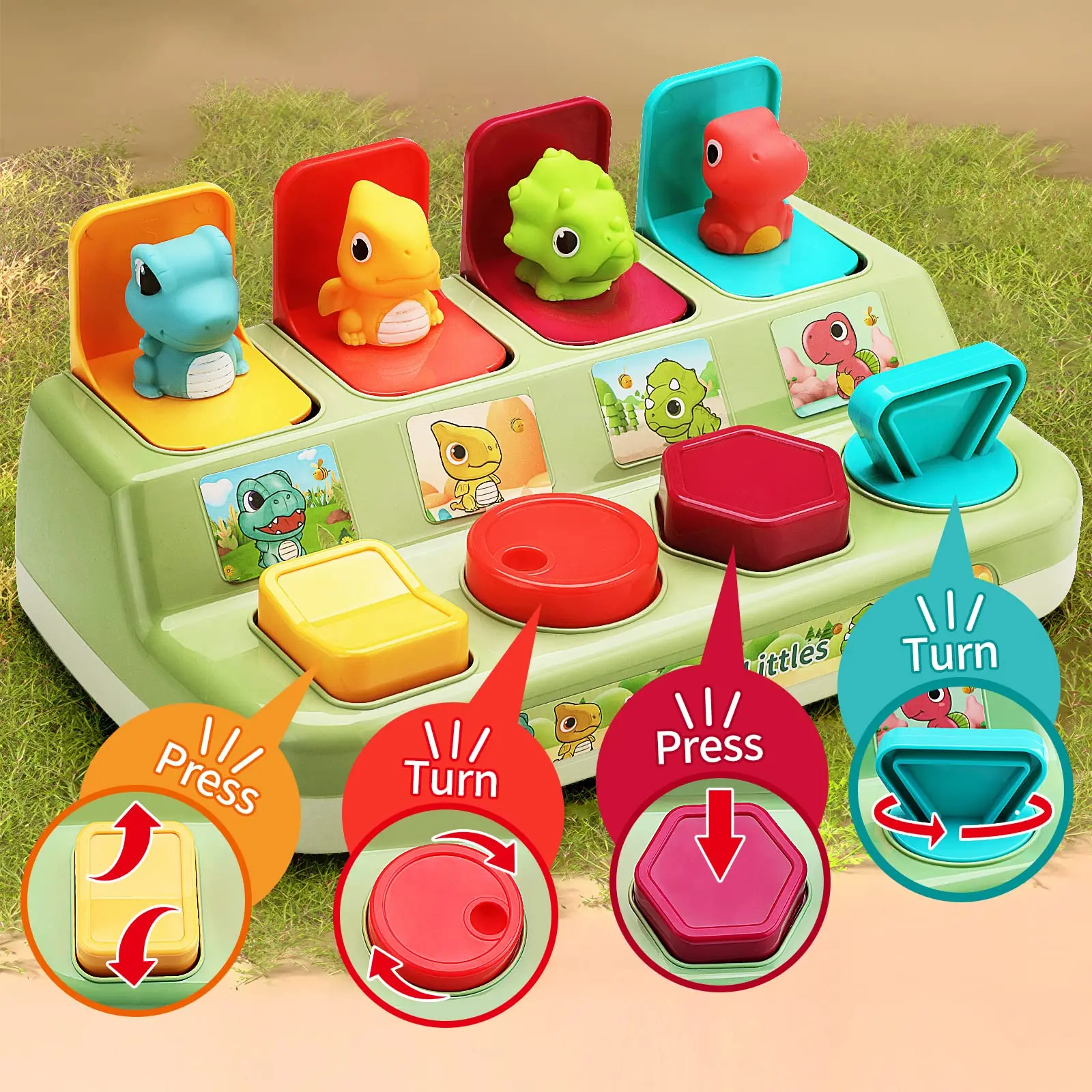 Interaktives Aktivitäts-Pop-Up-Spielzeug für Babys, Ohren- und Effektspielzeug, Baby-Entwicklungsspiele, Montessori-pädagogisches Lernspielzeug
