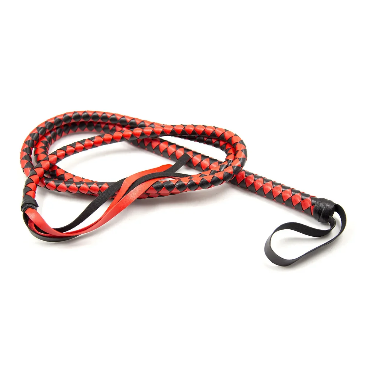 Frusta di cavallo in pelle frusta di toro 4 Plait Bullwhip scelta di colori bianco o rosso