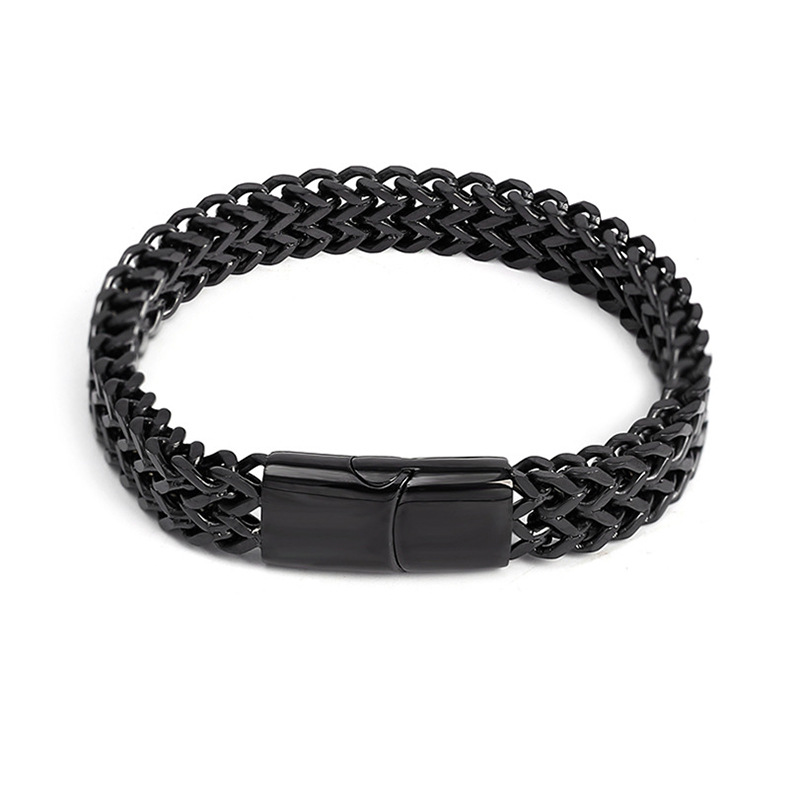 Mens Fashion Hip-hop Double-layer Braided Keel Stainless Steel Bracelet Men Personalized Party Chain Metal Bracelet Jewelry Gift