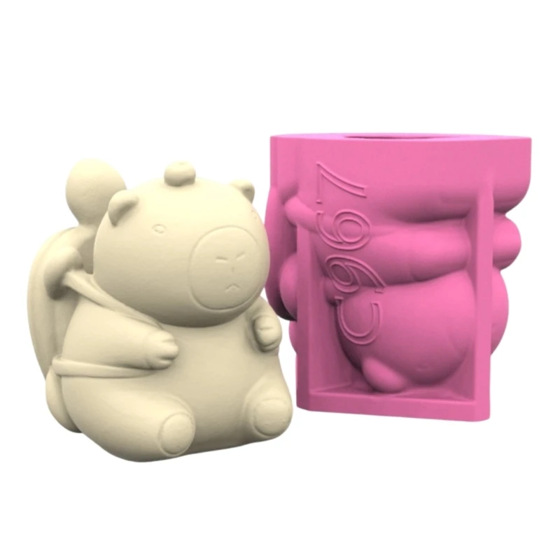 Figuras capibara dibujos animados 9,5 molde silicona 3D con forma resina, macetas flores suculentas, molde