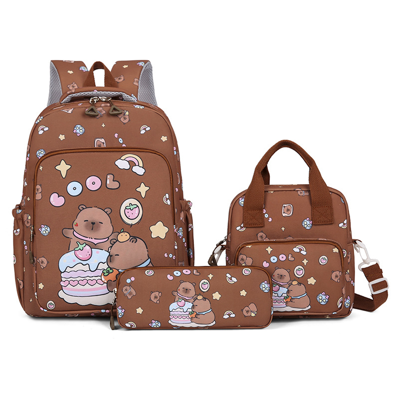 Capybara School Bags for Girls Primary Schoolbag Cartoon School Backpack Set Rucksack Bagpack Kids Cute Children Book Bags