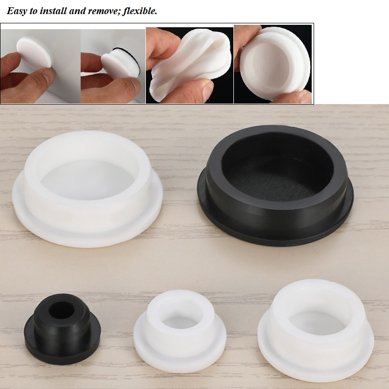 Bore 6.8-161.5mm Black/White Silicone Rubber Seal Hole Plugs Hollow Blanking End Cap Dustproof Plug Pipe Inserts T Type Stopper