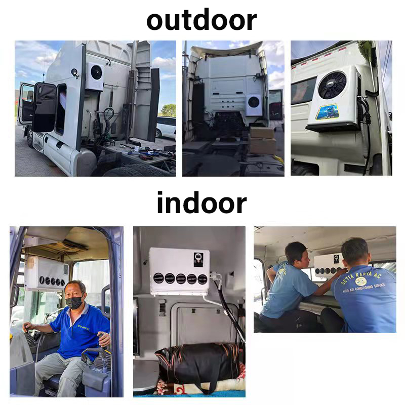 AC Parkir Otomotif Split Elektrik 12V 24V Sistem Pendingin Udara untuk Mobil Bus Van Traktor Truk Kamp Van Perahu