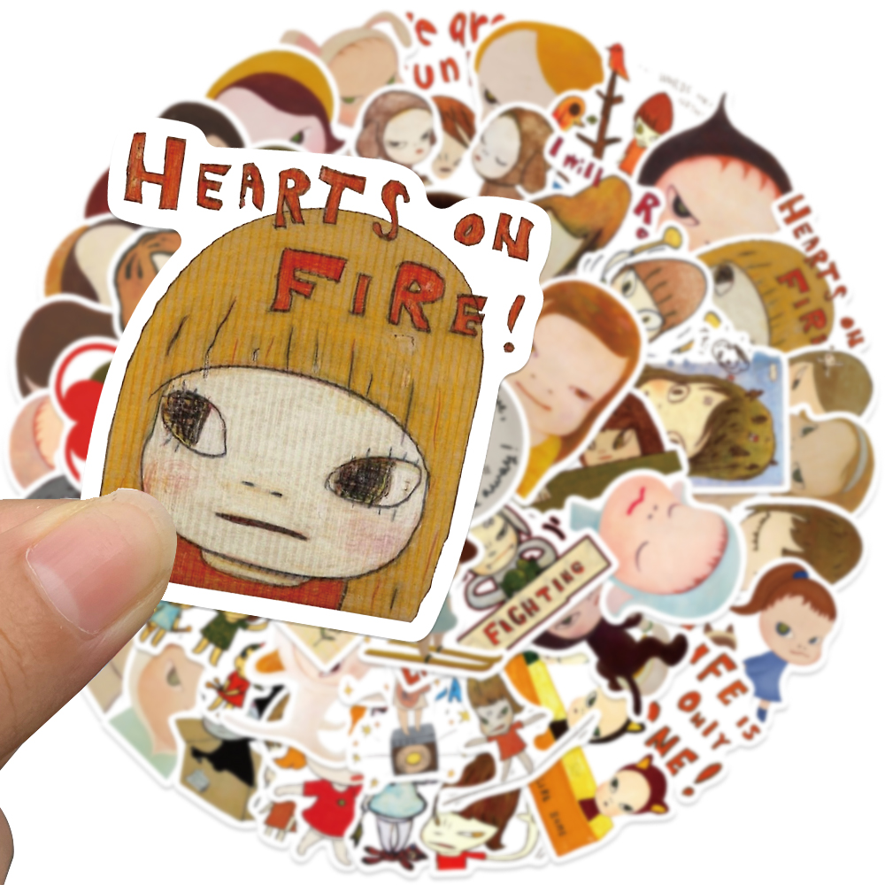 50pcs Japanese Designer Yoshitomo Nara Stickers Decals For Phone Laptop Suitcase Notebook Skateboard Waterproof Stickers