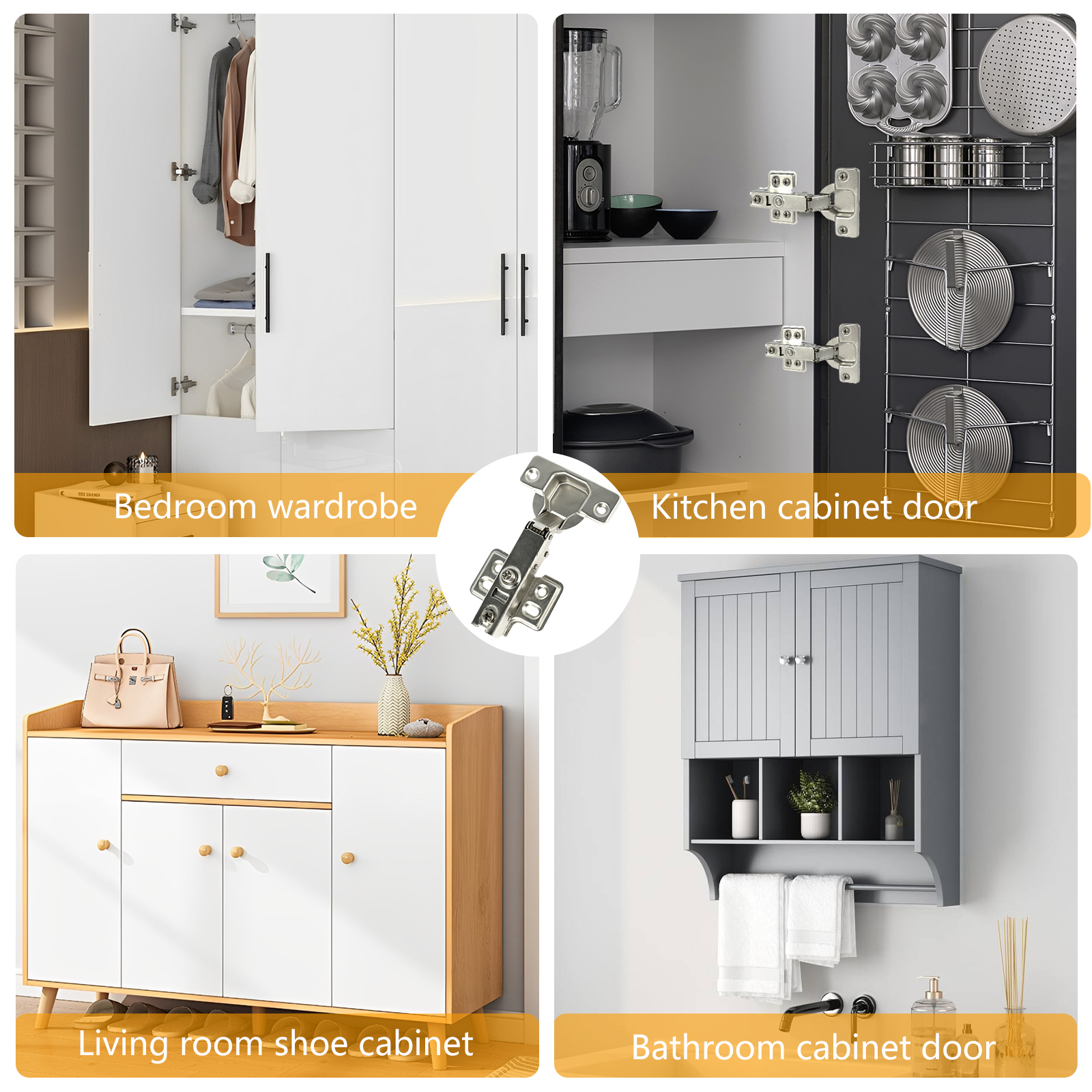 10/20Pcs Door Hinge Stainless Steel Cabinet Door Hinges Hydraulic Damper Buffer Soft Close Quiet Wardrobe Door Concealed Hinges