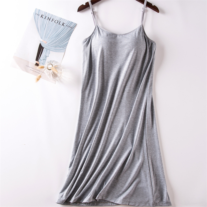 Camisón cómodo y suave para mujer, ropa de dormir Sexy con almohadilla en el pecho, vestido de noche de algodón Modal, camisones de verano para mujer