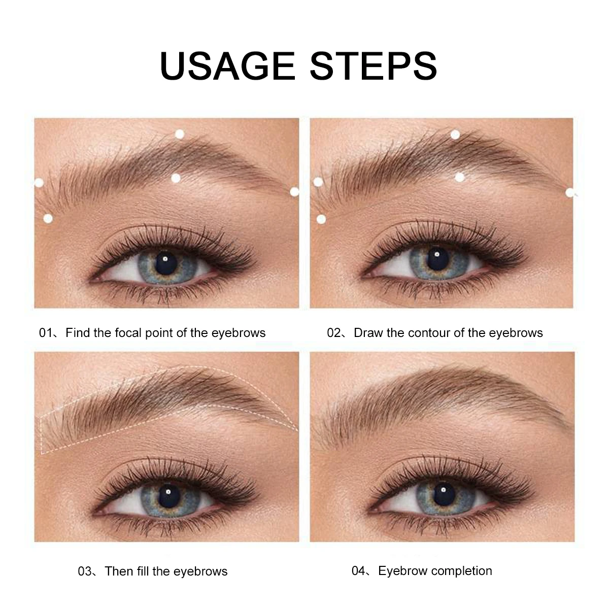 Set di cipria per sopracciglia a 3 colori con pennello: set di trucco per contorni versatile, duraturo, resistente al colore per naturale, tridimensionale