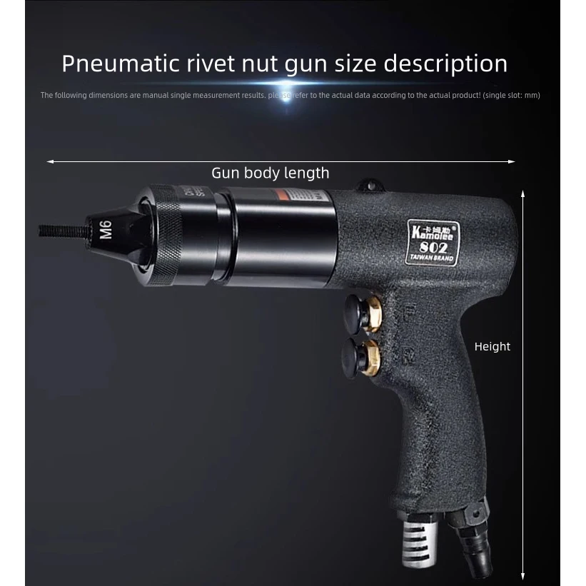 Pistolets à écrou à rivets pneumatiques autobloquants M3/M4/M5/M6/8/M10/M12, insérer des rivets à filetage pour écrous en aluminium et en fer