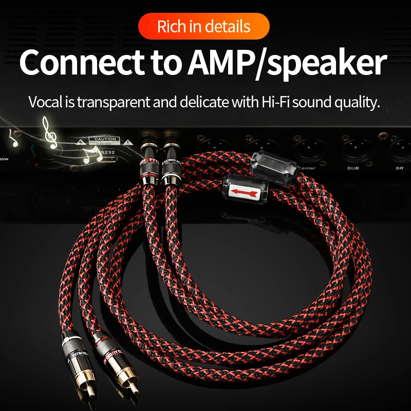 YYTCG 1 คู่สายสัญญาณเสียง RCA 2 RCA ถึง 2 RCA สายเชื่อมต่อไฮไฟสเตอริโอ 4N OFC ชายชายสําหรับเครื่องขยายเสียง DAC ทีวีเครื่องเสียงรถยนต์