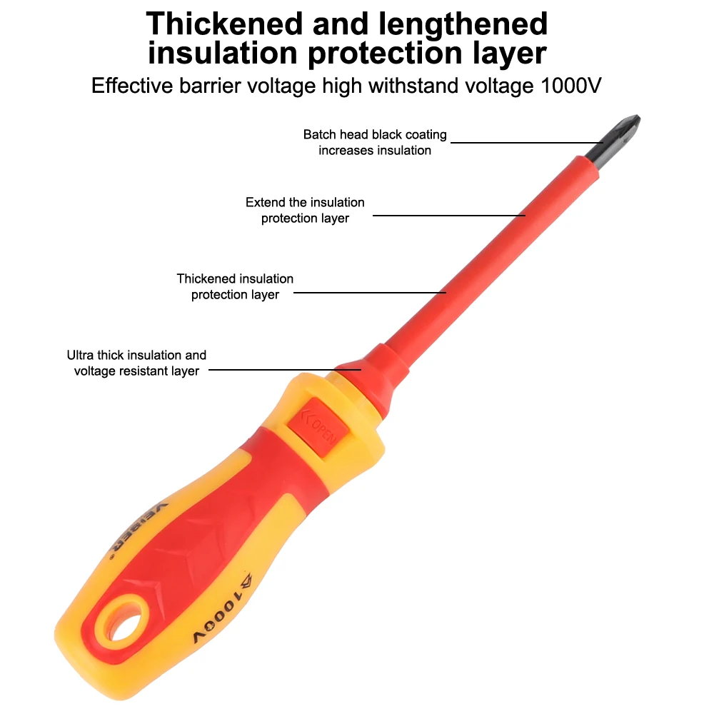 For Electrician Hand Tools Insulated Phillips Slotted Bits Screwdriver Set Multifunctional 13 Pcs 1000V Magnetic Screwdriver