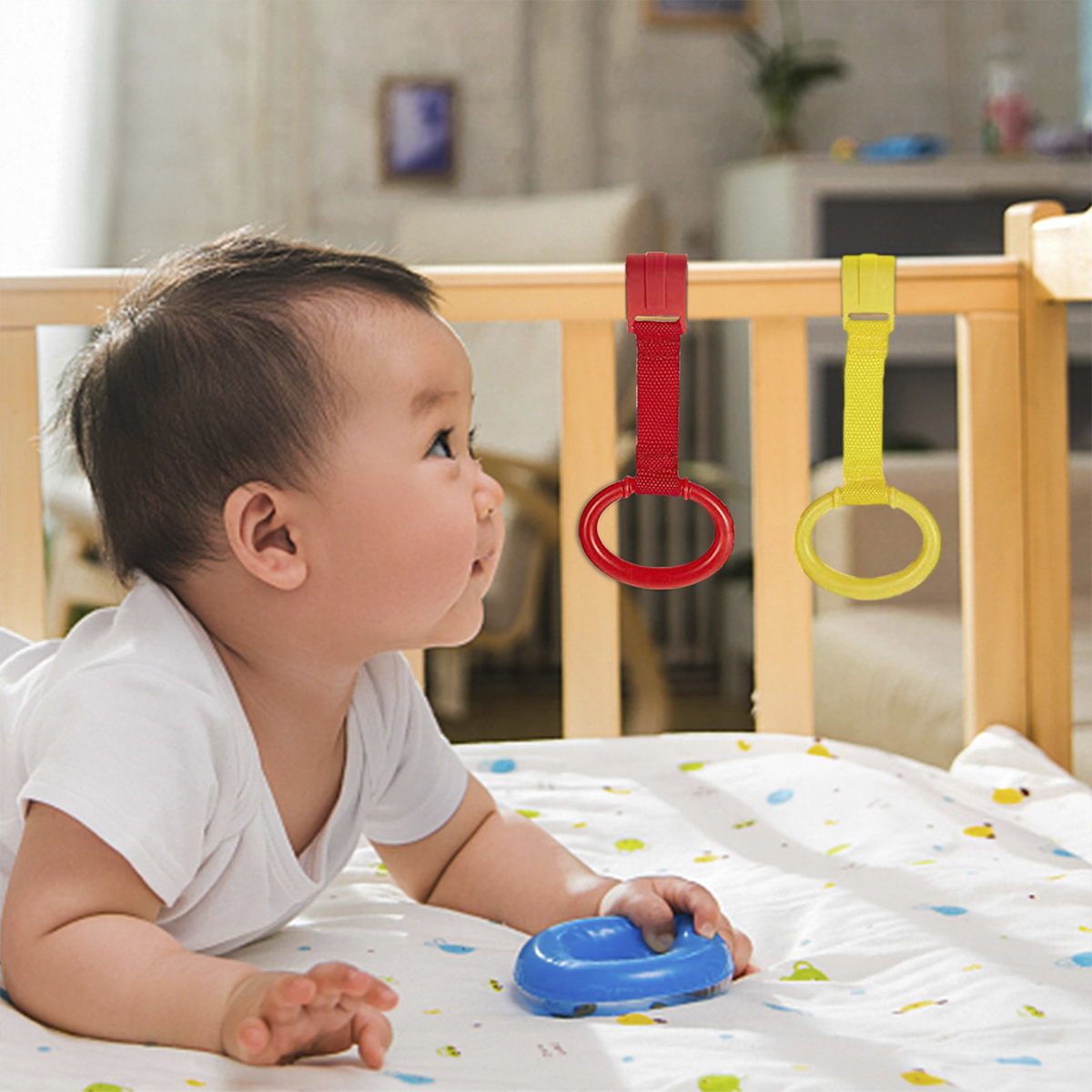 4 ชิ้นเปลเด็กดึงแหวนสําหรับการฝึกเดินเด็กยืนขึ้นแหวนป้องกันตามหลักสรีรศาสตร์เปลเด็กแหวนเดินผู้ช่วยแหวน