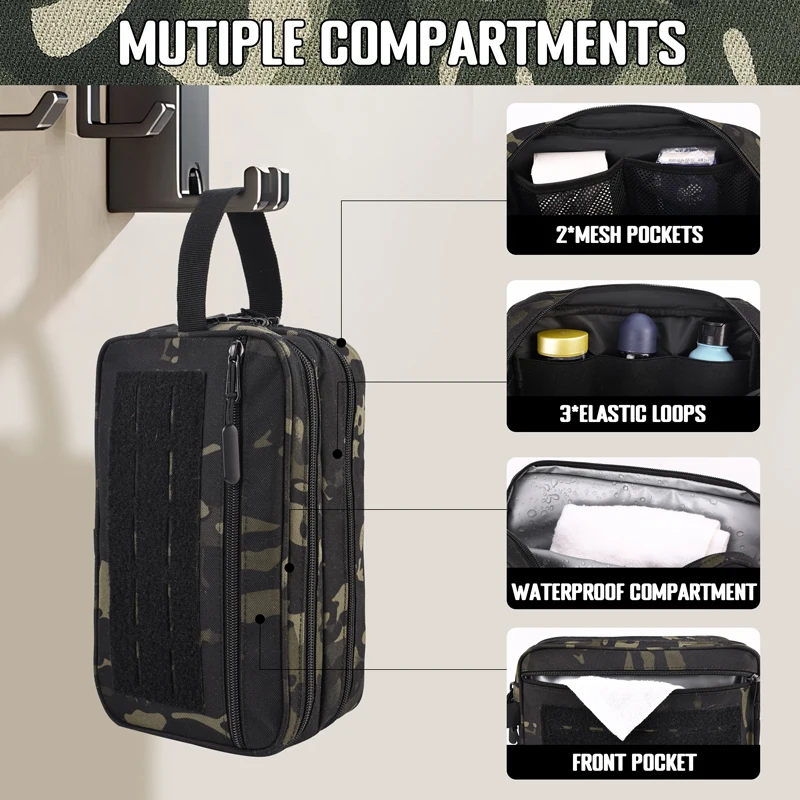 Tactical Toiletry Bag Hygiene Outdoor Waterproof Travel Shower Tool Molle Pouch Mens Shaving Kit Makeup Cosmetic Bag