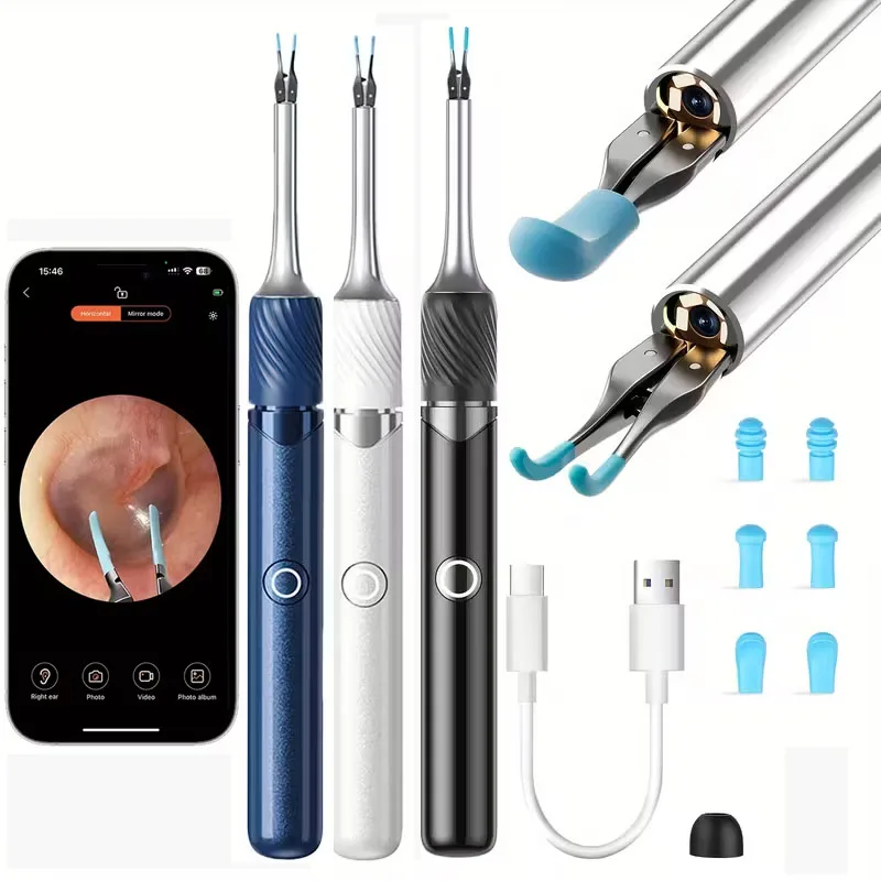 3 in 1 Wi-Fi Enabled Ear Pick Tweezers 12MP Camera Earwax Removal Tool with Rechargeable Battery Ear Cleaner with Tweezers Tools