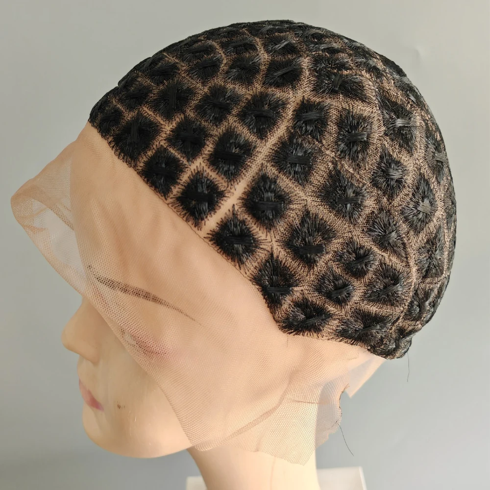 Peruca trançada para tranças de crochê, peruca trançada de renda dupla completa com cabelo de bebê, adequada para fazer perucas de crochê com franja