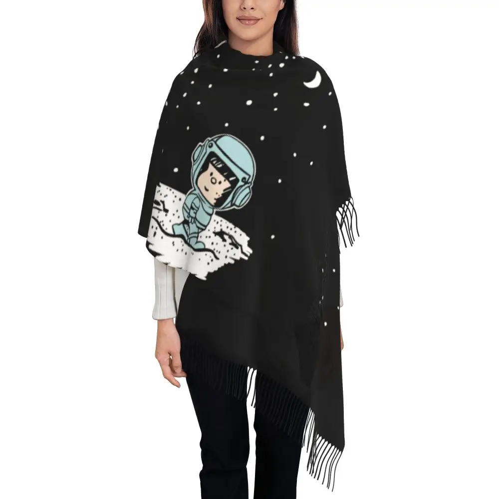 Mafalda Ballon Herz Quaste Schal Frauen weiche Quino Manga Cartoon Schals Wraps Dame Winter Herbst Schals