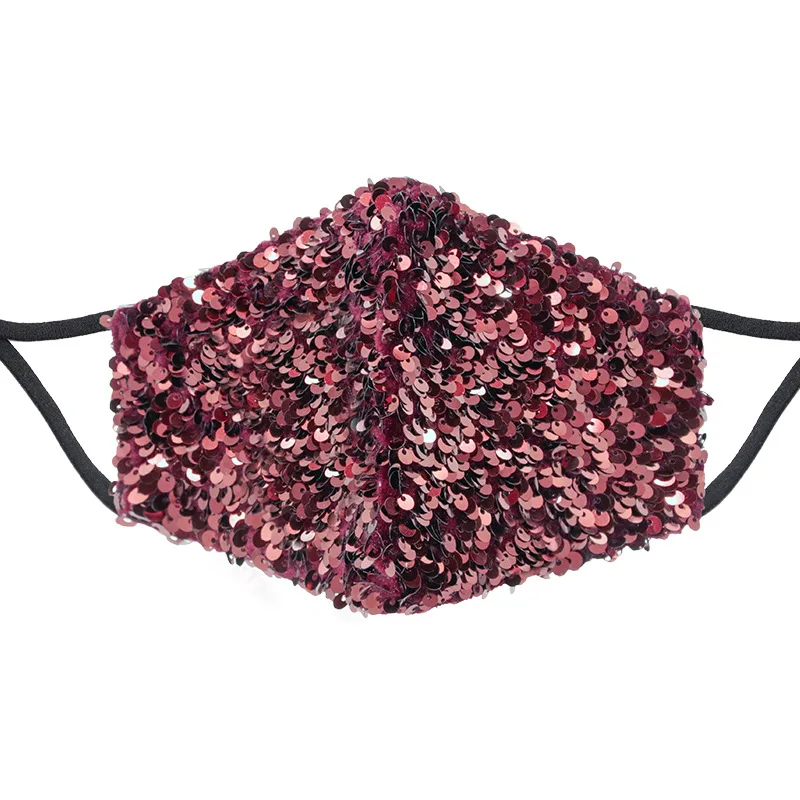 แฟชั่นส่องแสงเป็นประกายระยิบระยับ Glitter Sequins หน้ากากผ้าฝ้ายสำหรับผู้ใหญ่ Party Anti หน้ากากป้องกันฝุ่นปรับล้างทำความสะอาดได้ปากหน้ากาก