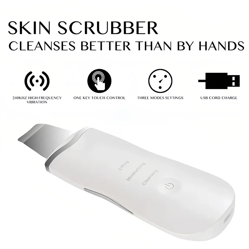 Purificador ultrassônico da pele, vibração profunda, limpador facial, pá, peeling, removedor de cabeça preta, massageador facial
