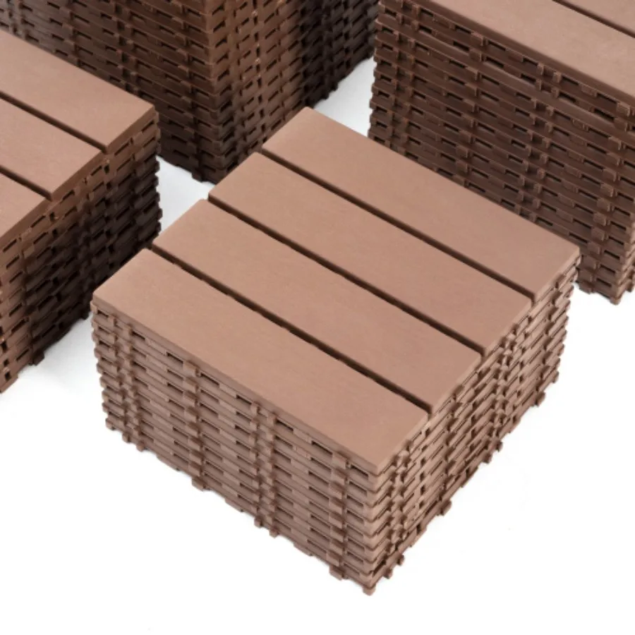 Plastic Interlocking Deck Tiles,44 Pack Patio Deck Tiles,12"x12" Square Waterproof Outdoor All Weather Use, Patio Decking Tiles