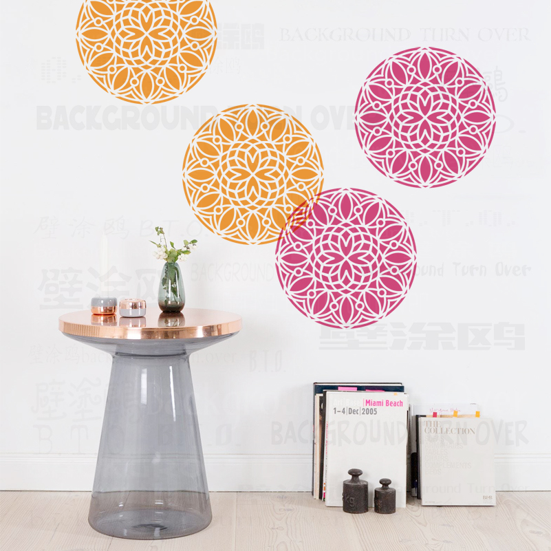 40 ซม.-80 ซม.Stencil ตกแต่งผนังสําหรับภาพวาด Putty แม่แบบผู้ผลิตเฟอร์นิเจอร์ตกแต่งพิเศษ Mandala รอบดอกไม้ Lotus S300