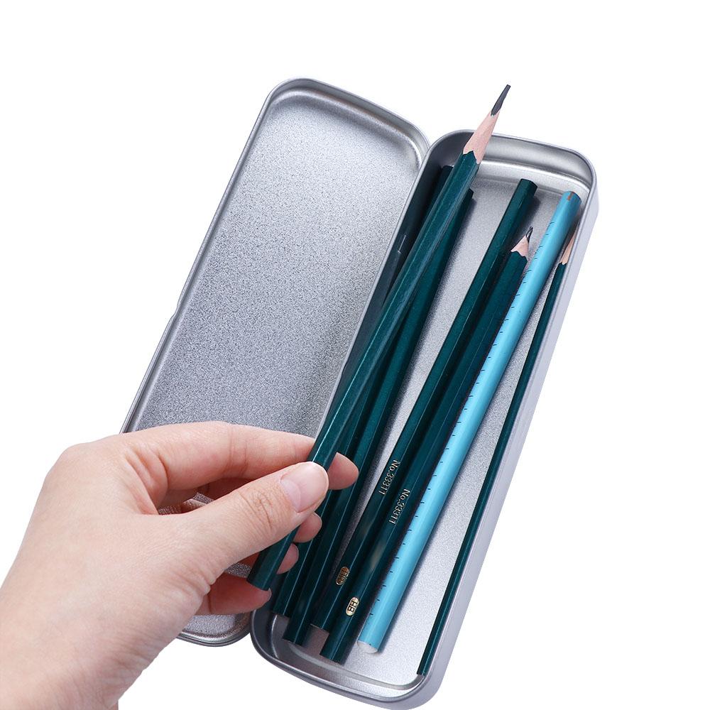 Simple Metal Pencil Case Aluminum Stationery Boxes Tin Pen Box Multifunction Storage Box Stationery School Supplies Gift for Kid