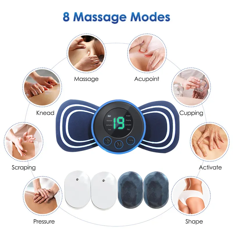 Mini masajeador eléctrico de cuello, estimulador muscular, parches de masaje Cervical, almohadillas de masaje, Control remoto para la salud corporal de la espalda