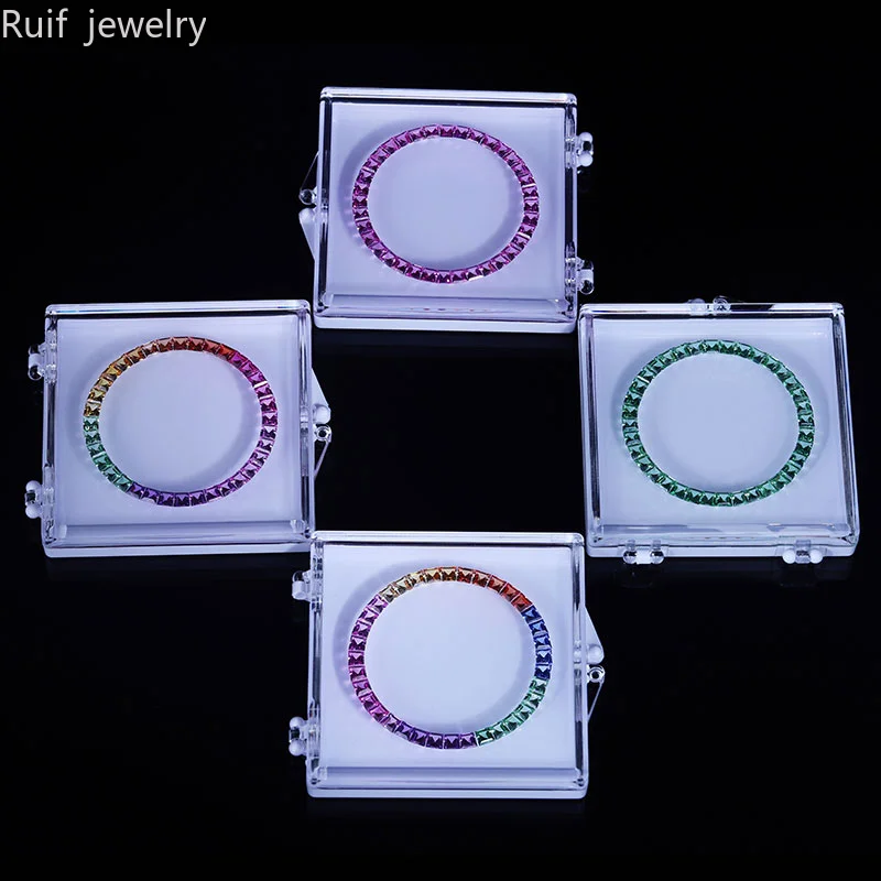 Ruif หินอัญมณีสีเขียวนาโนประดับเพชรโมอิส36ชิ้น/เซ็ตแซฟไฟร์สีรุ้งสำหรับเรือนนาฬิกาขนาด40มม.