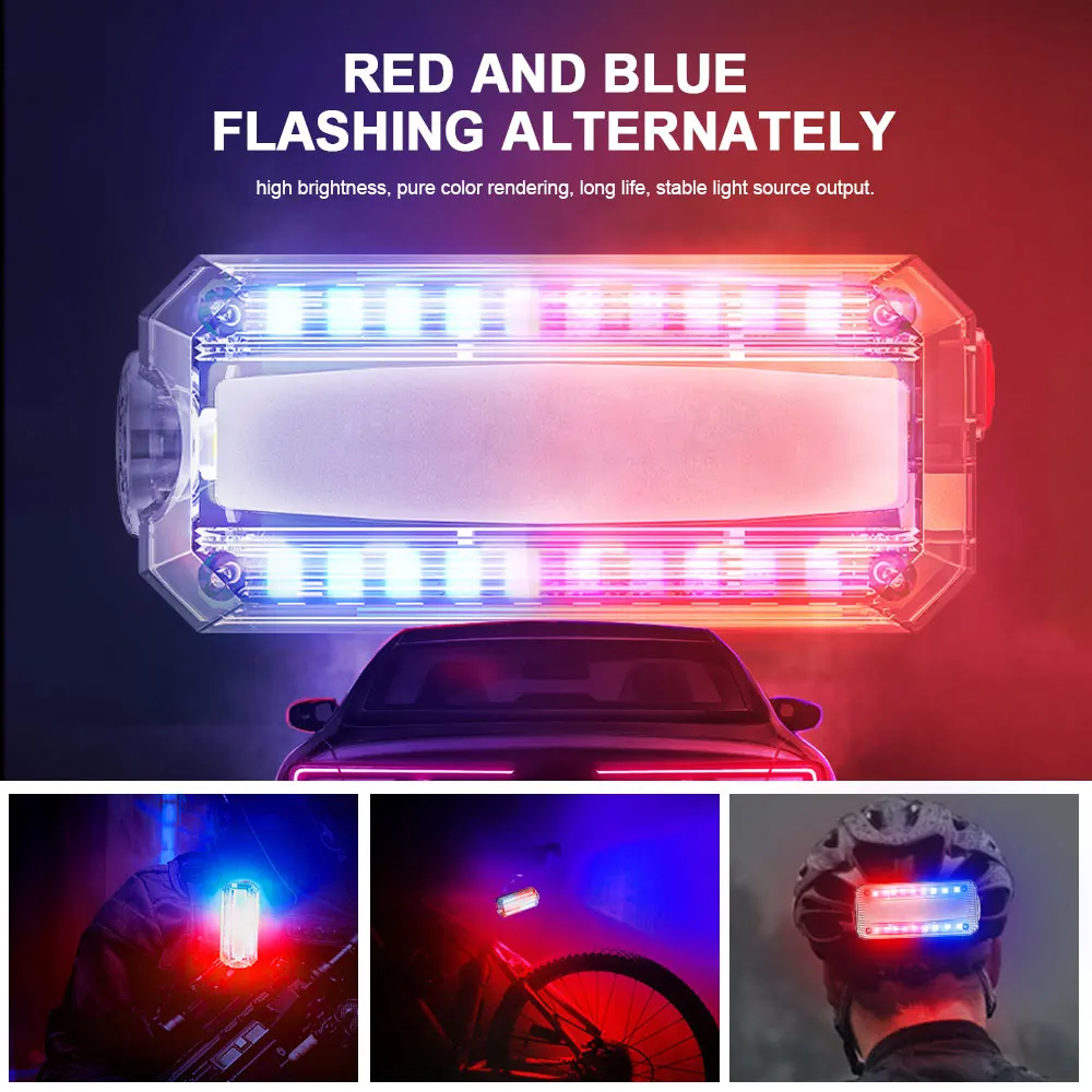 Red & Blue LED Strobe ไฟเตือนตํารวจไหล่คลิปไฟฉายไฟวิ่งกลางแจ้ง USB ชาร์จหมวกนิรภัยโคมไฟทํางาน