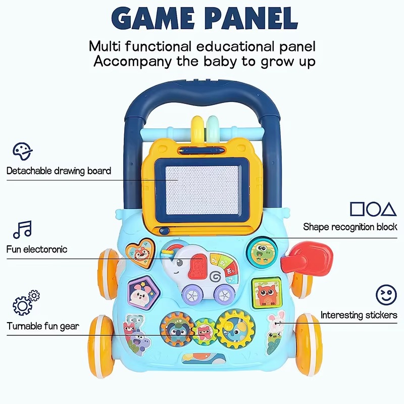 PANGDUBE Andador de bebé educativo temprano con tablero de arte, juguete para actividades de bebé, juguetes para aprender a caminar, caminantes para caminar asistido por bebés