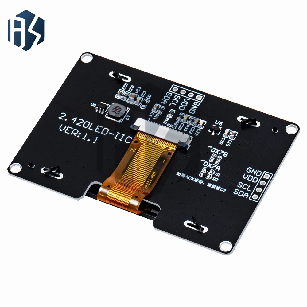 2.42-inch High-Contrast OLED Display Module - 128×64 Resolution, I2C/SPI Interface, White/Blue Options
