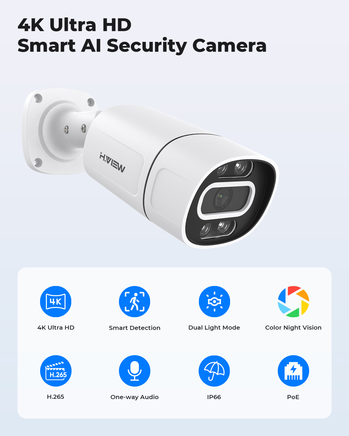 H.View Điểm 5Mp 8Mp 4K Ip Poe Ai Nhận Diện Khuôn Mặt Camera Quan Sát Camera An Ninh H.265 Ngoài Trời Âm Thanh Video Giám Sát Cho bộ Đầu Ghi Nvr Hệ Thống