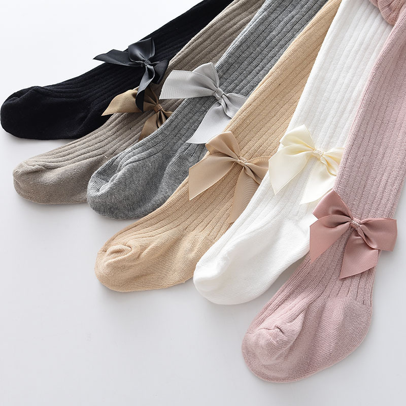 Trẻ Em Cotton Thun Bé Gái Công Chúa Dễ Thương Nơ Quần Trẻ Em Vớ Bé Gái 1 Quần Trẻ Sơ Sinh Dệt Kim Thun