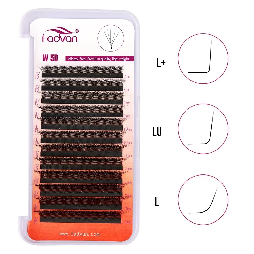 Fadvan L/ L+/LU (M) Curl YY 3D 4D 5D 6D Fox Lashes Extensión de 12 líneas Longitud mixta 0,07 D 8-15 mm