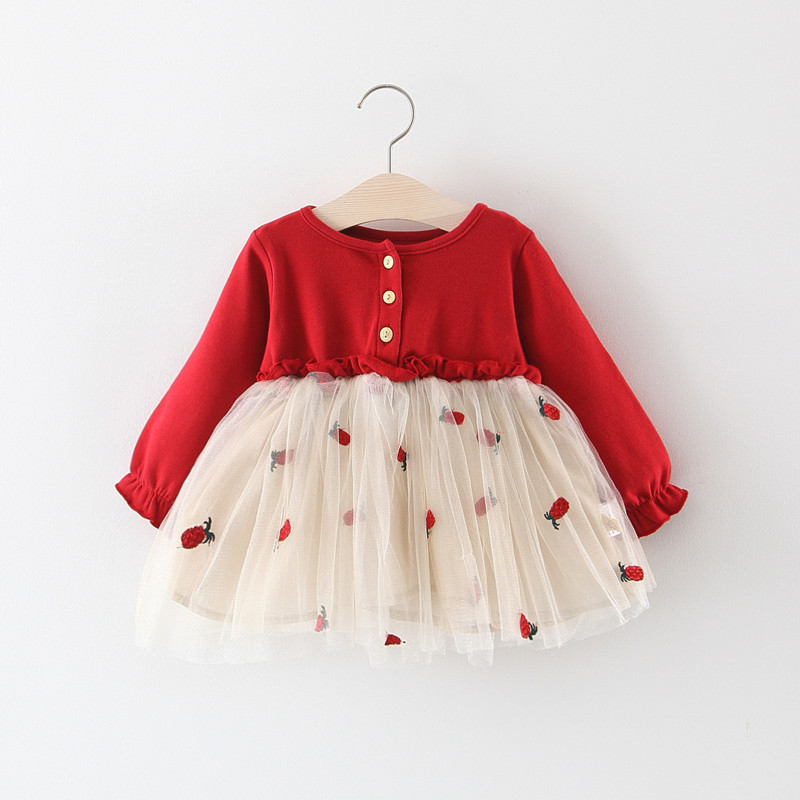Lawadka 6m-3t Frühling Neugeborene Baby kleider für Mädchen Prinzessin Spitze ersten Geburtstag Mädchen Party kleider rote Baby Outfits Kleidung