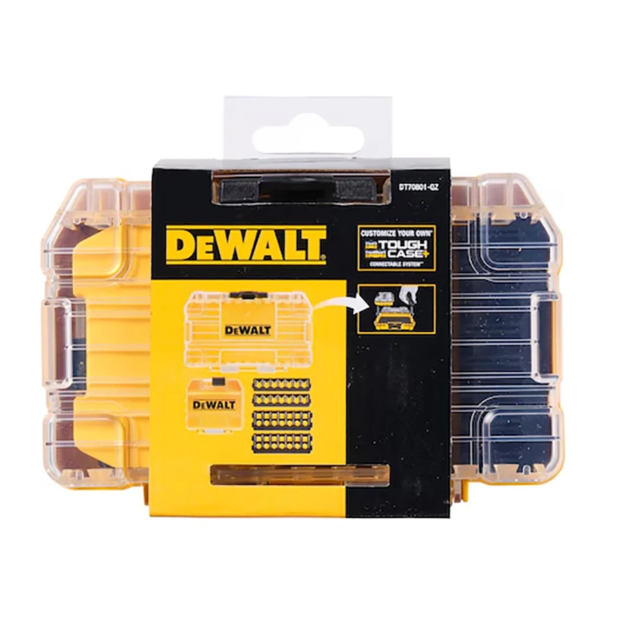 DEWALT DT70801 Original Tough Case Storage Case Transparent Lid Removable Tray Stacking Storage Screws Bits Accessory Holder
