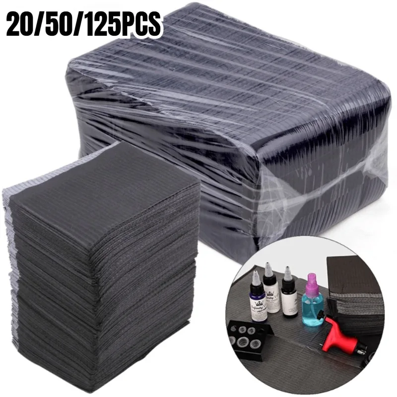 20/50/125PCS Schwarz Tattoo Tisch Abdeckung Einweg Bettlaken Stoff Wasserdicht Schmutzabweisend Reinigung Tisch Matte