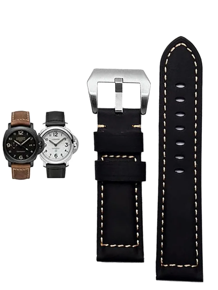 Vintage Leather Watch Band 20mm 22mm For Samsung Galaxy Watch 6 5 4 Strap Metal Buckle for Huawei Watch GT 4 3 46mm Bracelets